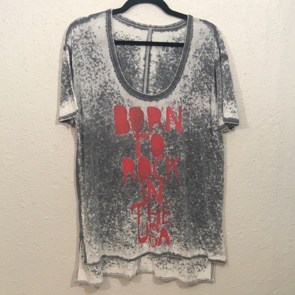 Chaser Oversized Burnout “Born to Rock the USA” Screen Print T-Shirt - Picture 1 of 7